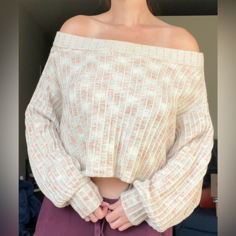 Urban Outfitters Oversized Knit Off the Shoulder Grandpa Sweater